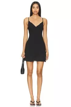 Корсетное мини-платье с кружевной баской Weworewhat, черный