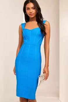 Корсетное платье бандаж миди с сетчатыми деталями Lipsy, синий