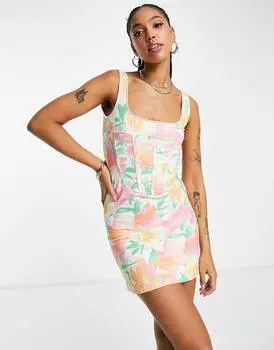 Корсетное платье мини с отделкой пастельных цветов ASOS DESIGN