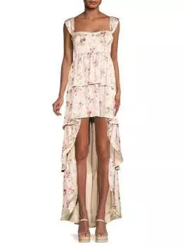 Корсетное платье WeWoreWhat с цветочным принтом, белый