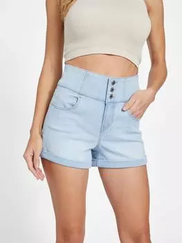 Корсетные шорты из денима Eco Milan Guess Factory, цвет light wash