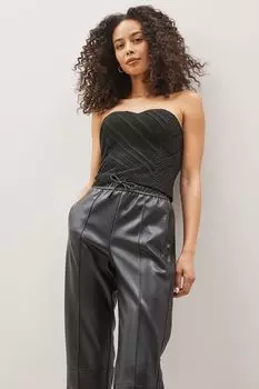 Корсетный плиссированный топ Next, черный