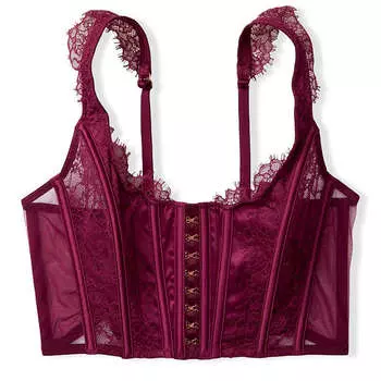 Корсетный топ без подкладки на шнуровке Victoria's Secret Dream Angels, темно-бордовый