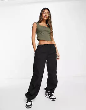 Корсетный топ цвета хаки с закрытыми рукавами и швами ASOS DESIGN