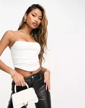 Корсетный топ цвета слоновой кости из эластичного атласа ASOS DESIGN