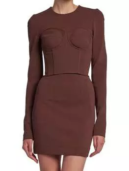 Корсетный топ DOLCE&amp;GABBANA с длинными рукавами, коричневый