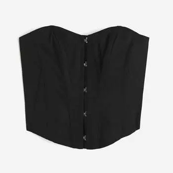 Корсетный топ H&M Cotton, черный