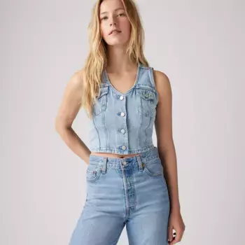 Корсетный топ из денима Bella Levi's, цвет I Will - Medium Wash