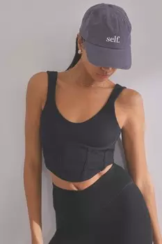 Корсетный топ из джерси с круглым вырезом Self., черный