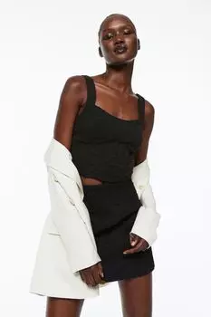 Корсетный топ из фактурной ткани H&amp;M, черный