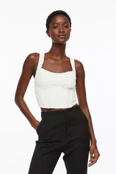 Корсетный топ из фактурной ткани H&amp;M, сливочный