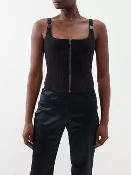 Корсетный топ из кади с молнией спереди Tom Ford, черный