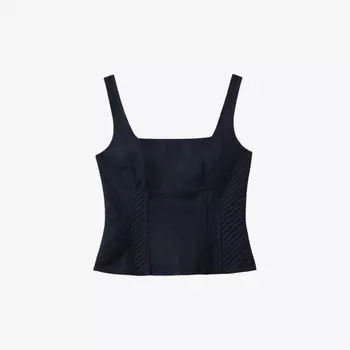 Корсетный топ из льна Mirabelle с квадратным вырезом Reiss, синий