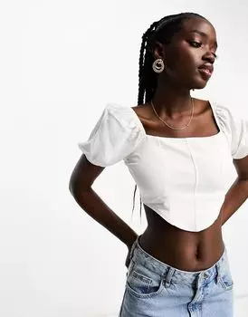 Корсетный топ Miss Selfridge льняного цвета цвета слоновой кости