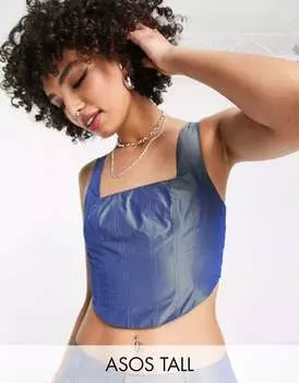 Корсетный топ переливающегося синего цвета ASOS Tall