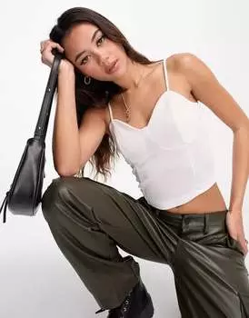 Корсетный топ Pieces белого цвета с бретелями-бретельками