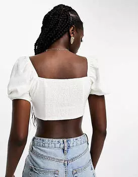 Корсетный топ с имитацией льна Miss Selfridge цвета слоновой кости