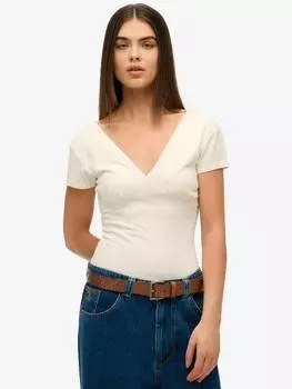 Корсетный топ с короткими рукавами Superdry, белый