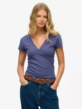 Корсетный топ с короткими рукавами Superdry, цвет Mariner Navy