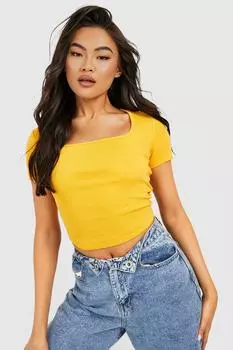 Корсетный топ с квадратным шеем Boohoo, горчичный