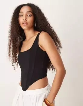Корсетный топ с квадратным вырезом ASOS DESIGN черного цвета