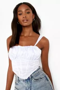 Корсетный топ с квадратным вырезом и со сборами передней части Boohoo, слоновая кость