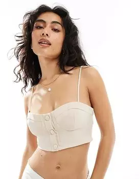 Корсетный топ с пуговицами, нейтральный Miss Selfridge