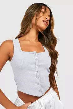 Корсетный топ с ребристым швом boohoo, серый