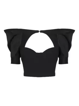 Корсетный топ с рукавами-буфами Elisabetta Franchi, черный