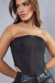 Корсетный топ с сетчатыми вставками MISSPAP, черный