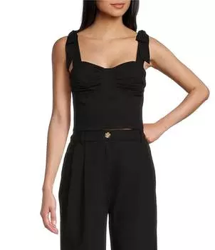 Корсетный топ с завязками на плечах и присборенной спиной GB, черный