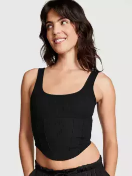 Корсетный топ с завязками Pink Bralettes & Bra Tops, черный