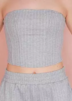 Корсетный топ в цвете «меланжевый серый» Pretty Garbage