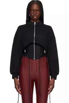 Корсетный трек-джекет с шнуровкой Mugler, черный