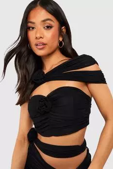 Корсетовый топ petite rose corsage Boohoo, черный