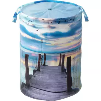 Корзина для белья Sanilo «Закат», яркие цвета, бархатистая поверхность, с крышкой, цвет blau