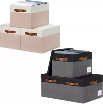 Корзина для хранения, тканевые контейнеры для хранения с ручками из полиуретана, складные корзины для полок, ящики для хранения для дома, игрушки, одежда, шкаф PFFVRP