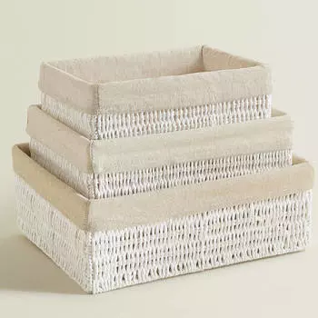 Корзина для хранения Zara Home Rectangular Fabric Interior, белый