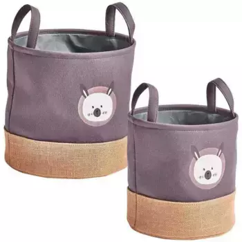 Корзина для хранения Zeller Present «Кролик» (набор, 2 шт.), мотив милого кролика, серый