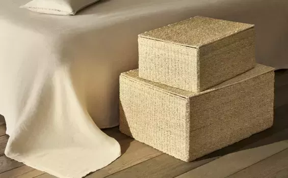 Корзина для водорослей с крышкой Zara Home, светло-бежевый