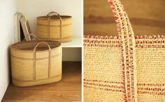 Корзина из водорослей с ручками Zara Home, светло-бежевый