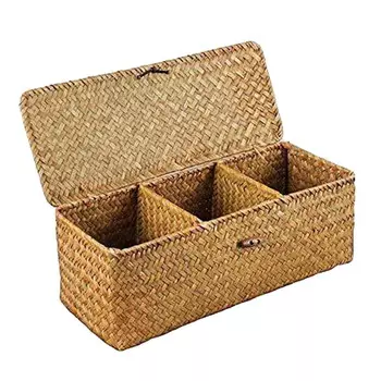 Корзина с 3 отделениями и крышкой SunniMix, коричневый