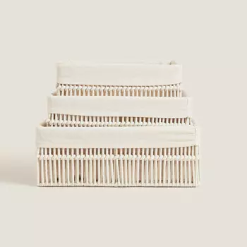 Корзина с хлопковой подкладкой Zara Home, бежевый/экрю