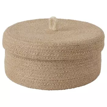 Корзина с крышкой, 20х10 см ,бежевый, LJUNGAN IKEA