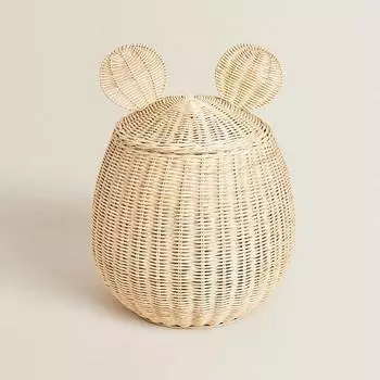 Корзина с ушками большая Zara Home Rattan With Ears, светло-коричневый