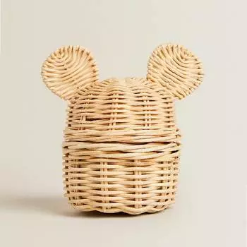 Корзина с ушками маленькая Zara Home Rattan With Ears, светло-коричневый
