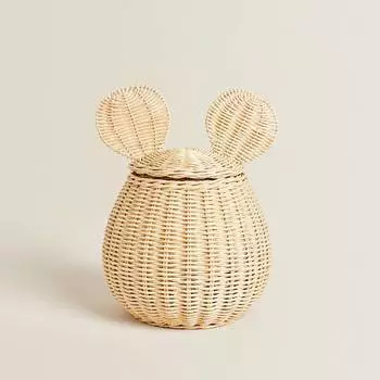Корзина с ушками средняя Zara Home Rattan With Ears, светло-коричневый
