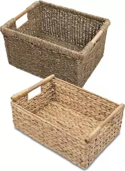 Корзины для хранения из морских водорослей и плетеных гиацинтов, натуральные корзины для организации вещей, плетеные корзины для хранения VATIMA