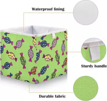Корзины для хранения, красочные сладости, декоративная корзина для хранения, тканевый складной органайзер с ручками для шкафа, игрушки, одежда, домашняя детская комната OTVEE, Colorful Sweets