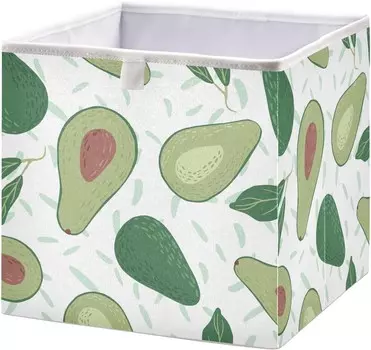 Корзины для хранения вещей, авокадо на белом фоне. Декоративная корзина для хранения, тканевый складной органайзер с ручками для шкафа. Игрушки. Одежда. Домашняя детская комната. OTVEE, Avocado On White Background
